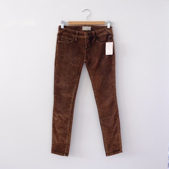 Free People brown corduroy low raise skinny jeans - Picture 2 of 6